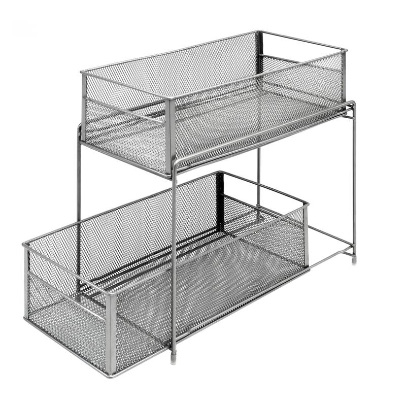 Squared Away 2- Tier Metal Mesh Sliding Cabinet Baskets