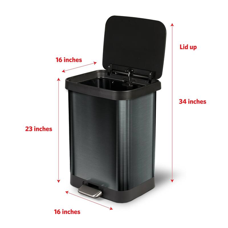Glad Pewter Stainless Steel Step-on Kitchen Trash Can