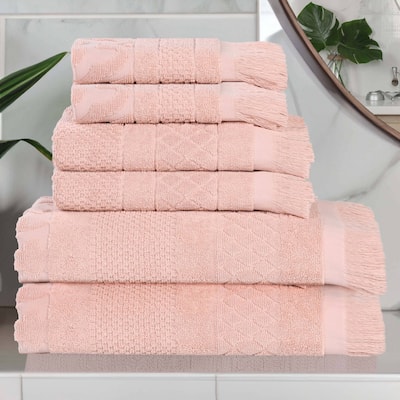 Superior Rolla Cotton Geometric Jacquard Plush Soft 6 Piece Towel Set