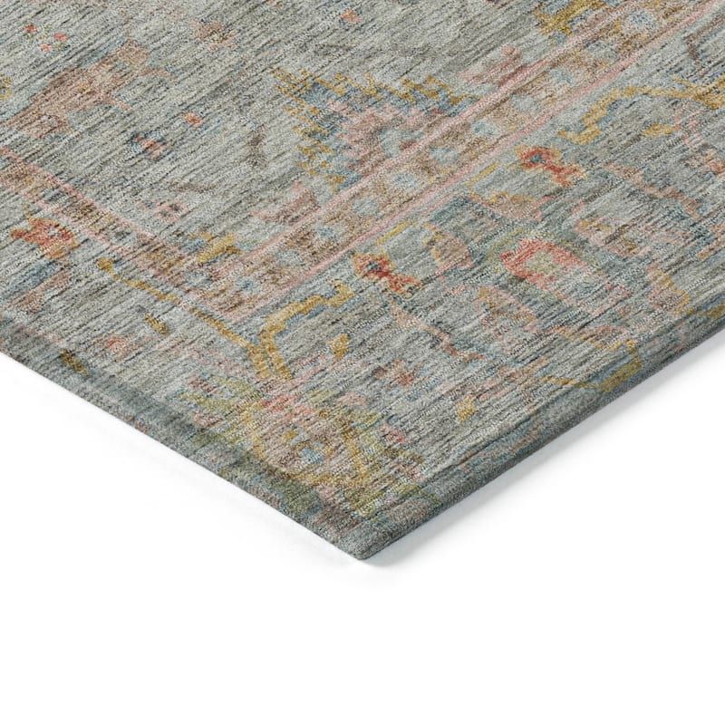 Machine Washable Indoor/ Outdoor Distressed Traditional Chantille Rug
