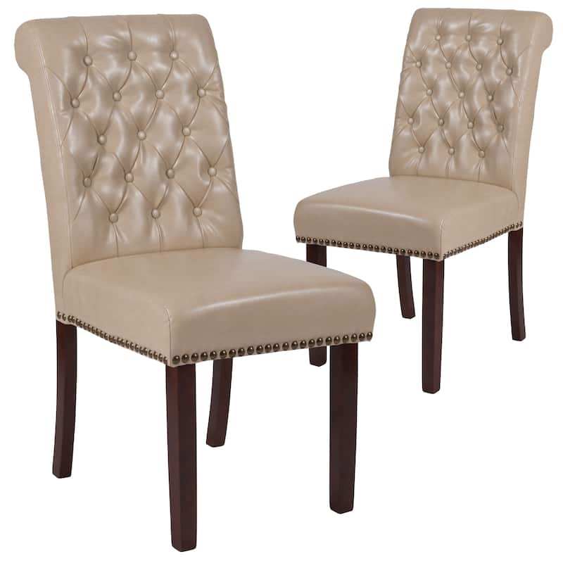 Parsons Rolled Back Accent Nail Trim Chairs (Set of 2) - 18.5"W x 27.5"D x 39.75"H