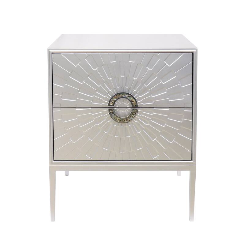 Pasargad Home Pearl Wood Nightstand with Metal Frame