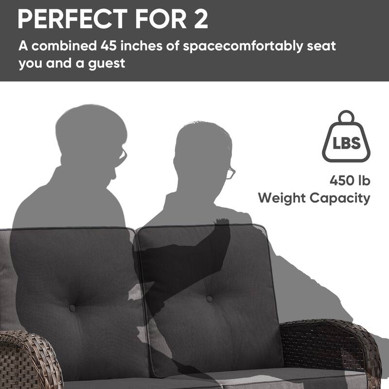 Pocassy Outdoor Loveseat Sofa with Table Funiture Set