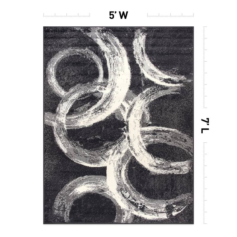 World Rug Gallery Contemporary Abstract Circles Area Rug