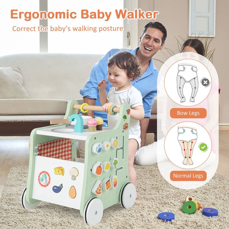Costway 6-in-1 Baby Push Walker Wooden Strollers Learning Activity - See Details