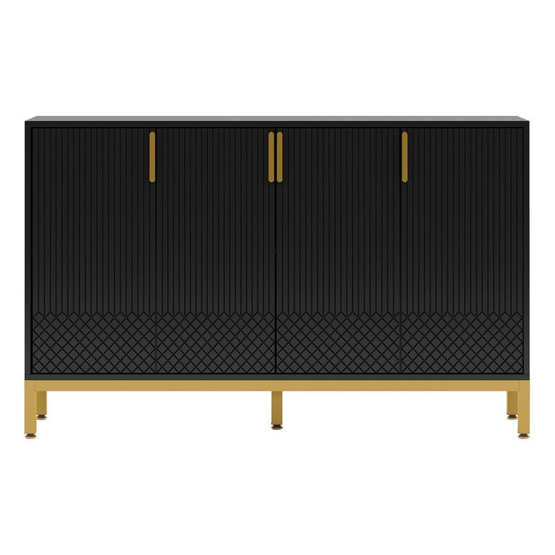59" Luxury Black & Gold Buffet Sideboard Cabinet