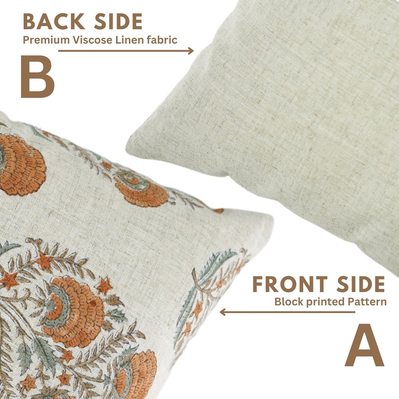 Fabdivine Soft Pillow Cover Shape Floral Block Print for Hotel Couch Spring Guest Room Blue Farmhouse, Mohini