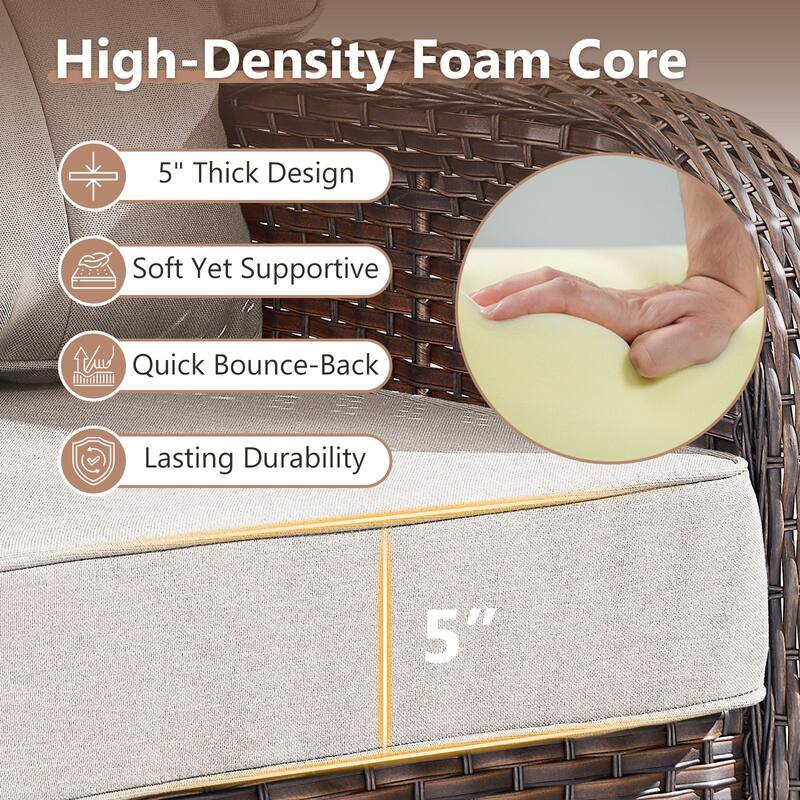 TWrap Brown Wicker Patio Armchairs with 5-Inch Thick Cushions (2-Pack)