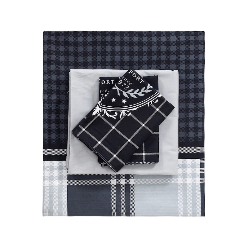 SUSSEXHOME Black Imaginations Full Size Duvet Cover Set Anthracite