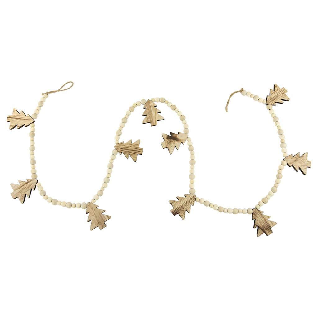 6' x 3" Christmas Trees and Beads Wooden Garland