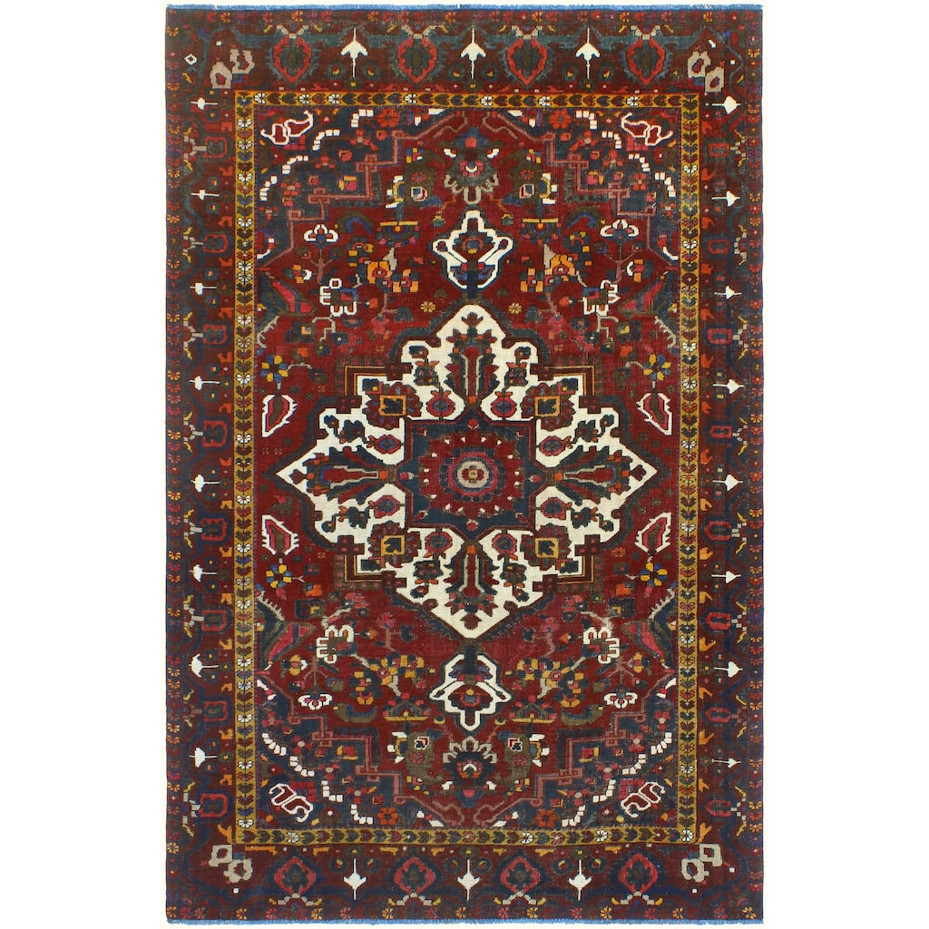 Vintage Distressed Maeve Red/Navy Rug - 6'8" x 10'0"