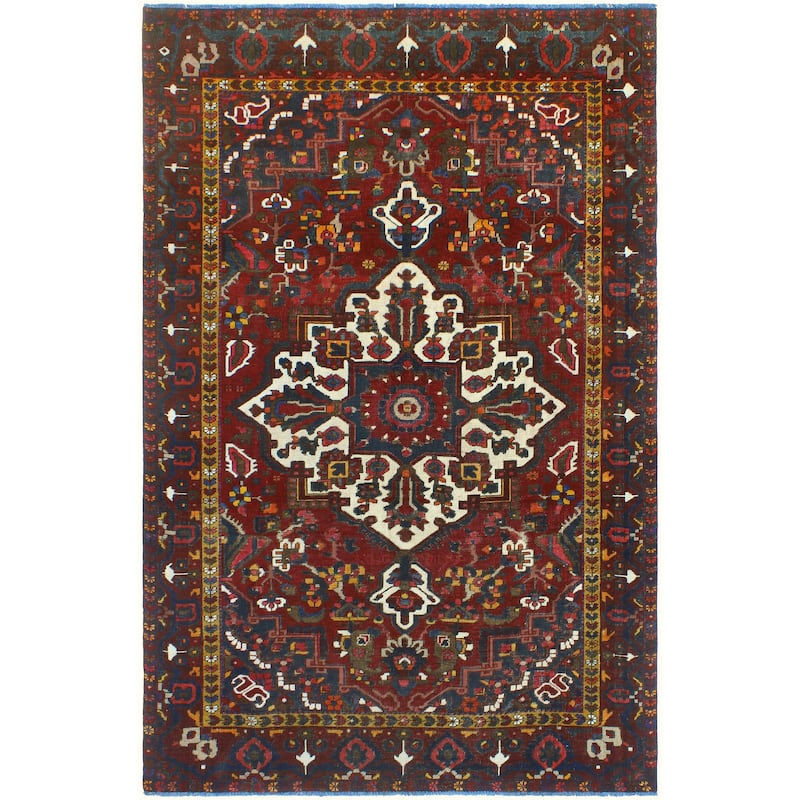 Vintage Distressed Maeve Red/Navy Rug - 6'8" x 10'0"