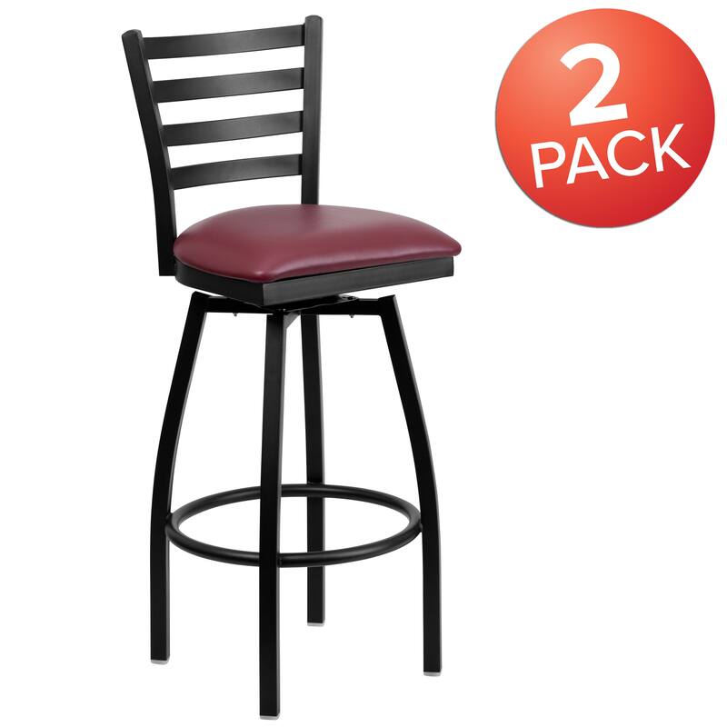 2 Pack Hercules Series Ladder Back Swivel Metal Barstool - 16.5"W x 20.5"D x 44.5"H - 16.5"W x 20.5"D x 44.5"H