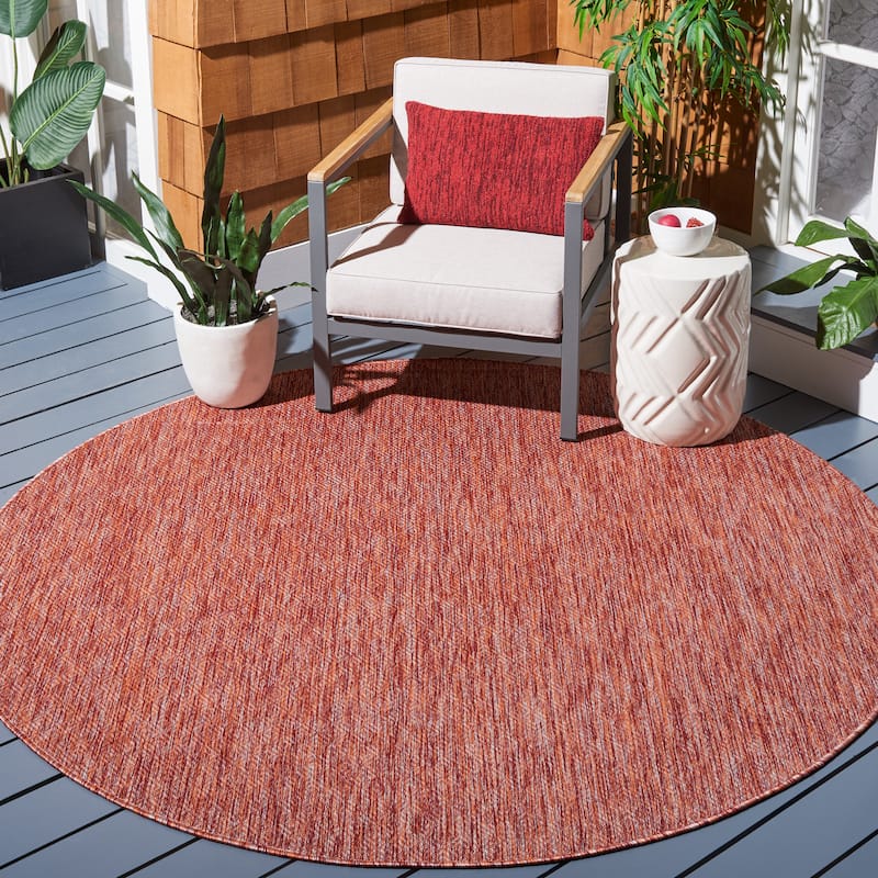 SAFAVIEH Courtyard Lumturie Indoor/Outdoor Waterproof Patio Rug - 6'7" Round - Red/Red