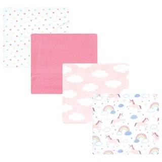 Hudson Baby Infant Girl Cotton Rich Flannel Receiving Blankets, Unicorns Rainbows, One Size - Unicorns Rainbows - One Size