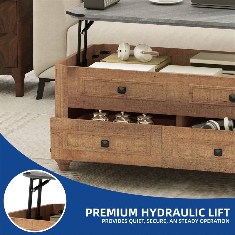 Moasis 36"W Lift-top Farmhouse Coffee Table Center Table with Drawers and Large Hidden Storage