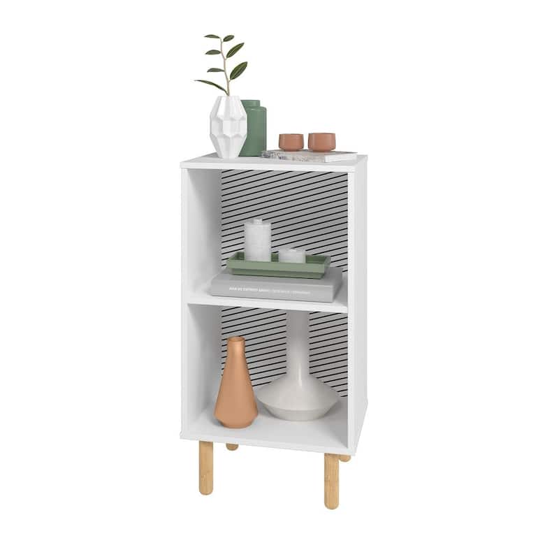 Essex Nightstand with 2 Shelves in White and Zebra