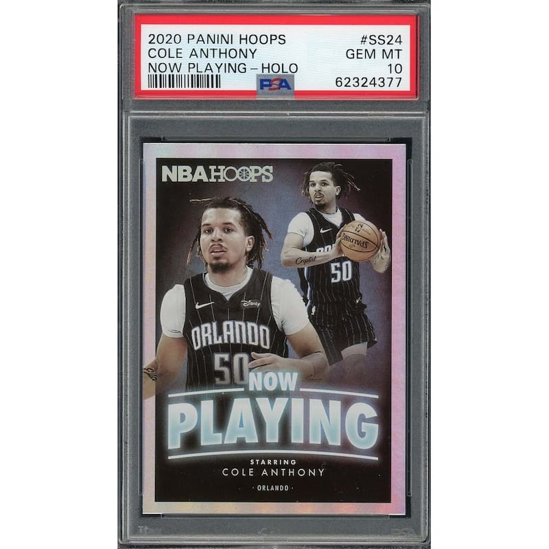 Cole Anthony 2020 Panini Hoops Now Playing Hologram Card #SS24 Graded PSA 10 - 8'6" x 11'6"