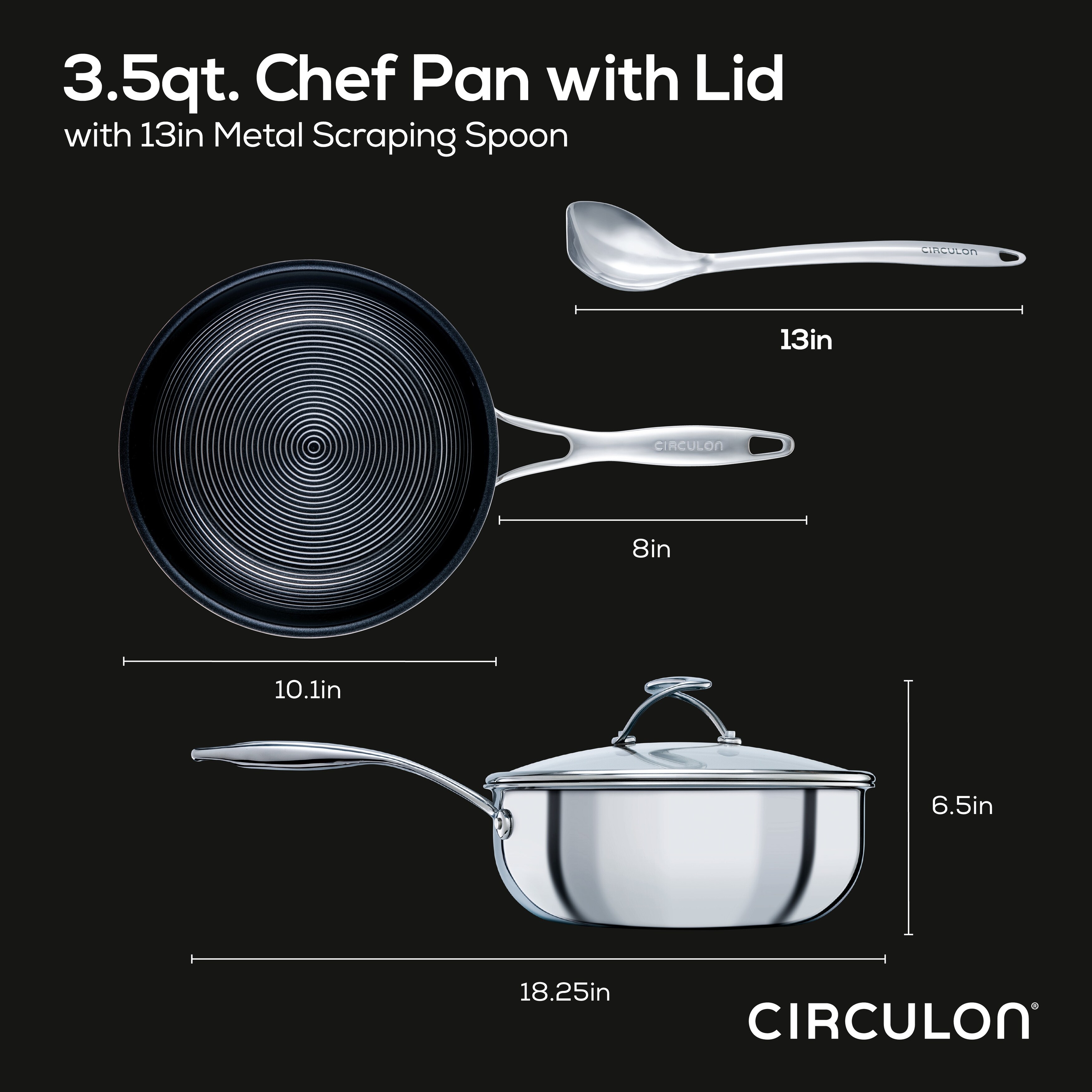 Circulon Clad Stainless Steel Cookware/Pots and Pans and Utensil Set with  Hybrid SteelShield and Nonstick Technology, 11 Piece - Silver