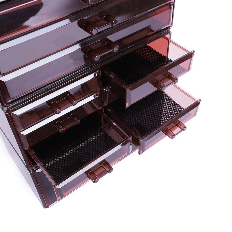 4Pcs/Set Plastic Cosmetics Storage Rack Transparent Coffee