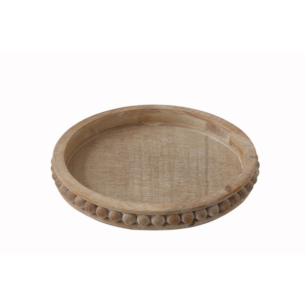 slide 2 of 36, Round Decorative Wood Tray 1-Tier - Brown