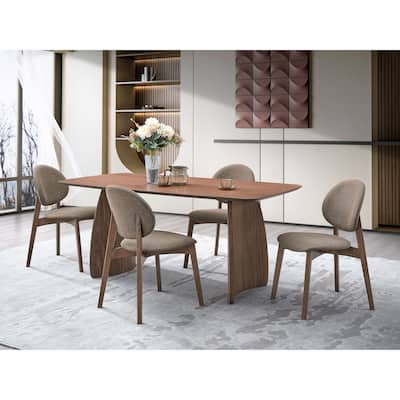 ACME Hadasa Side Chair (Set-2), Light Brown Linen & Walnut Finish