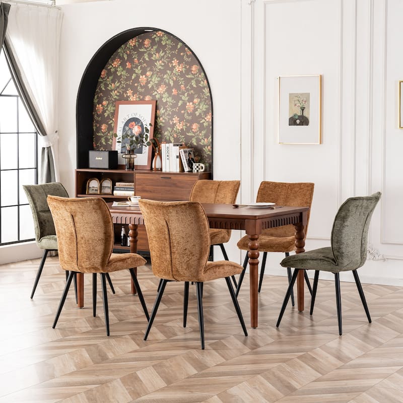 Fabric Upholstered High Back Dining Chairs Set of 2