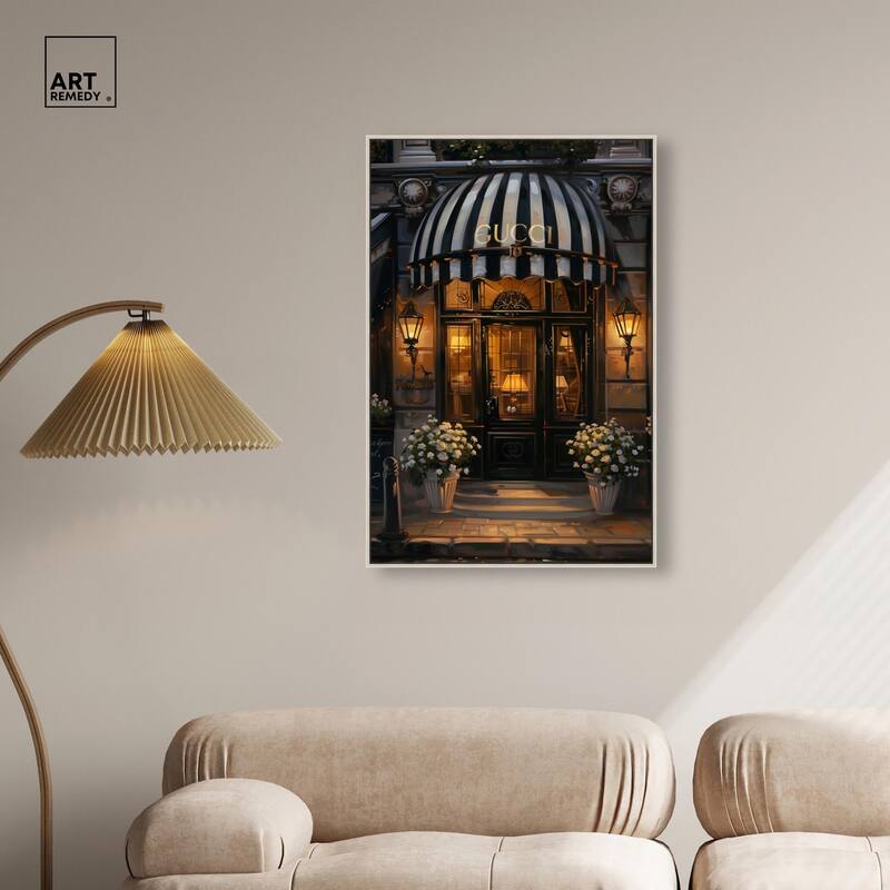 Elegant Night Time Store Visit Canvas by Art Remedy