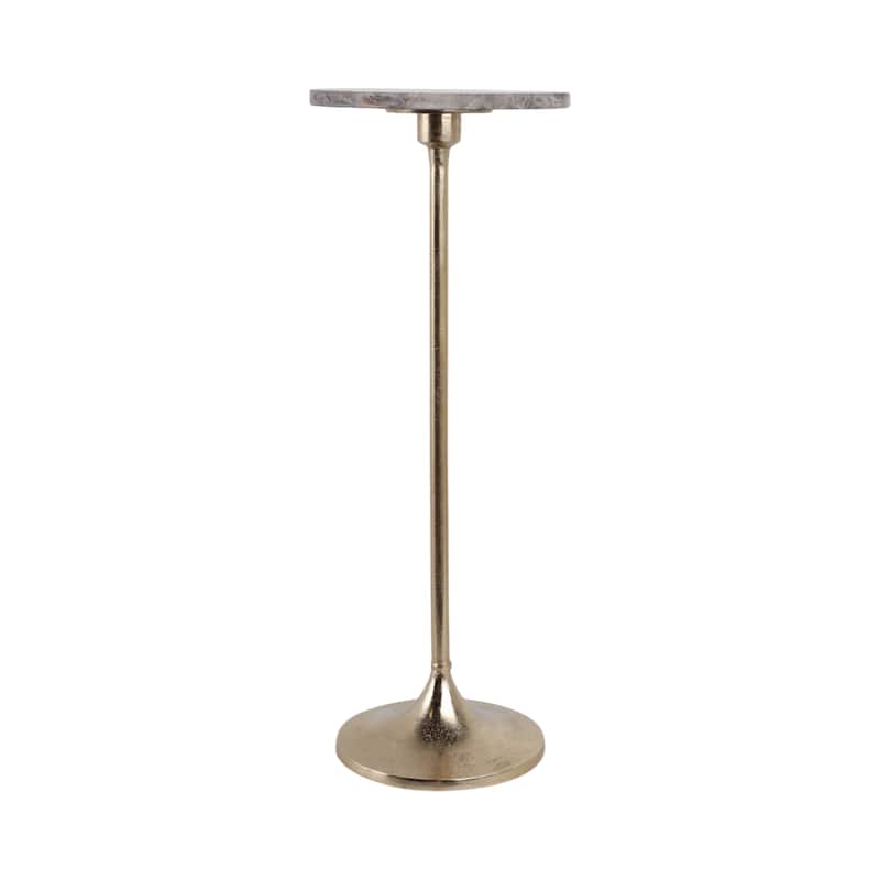 Metal Base Marble Top Modern Glam Accent Table Round Silhouette