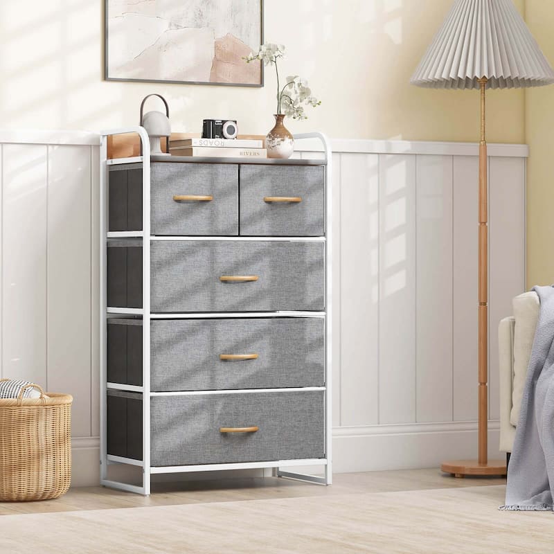 Costway 5-Drawer Dresser Storage 4-Tier Organizer Tower Steel Frame