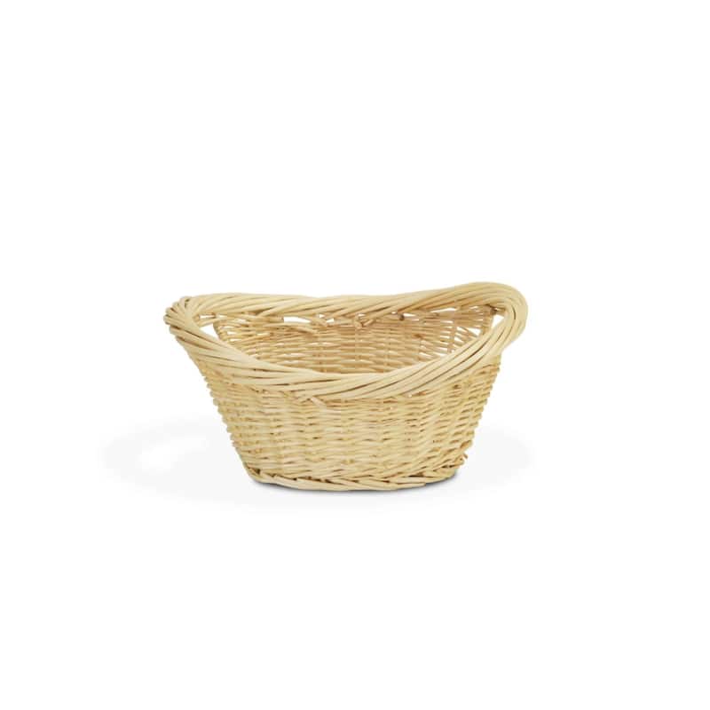 16" Beige and Brown Tapered Oval Laundry Basket