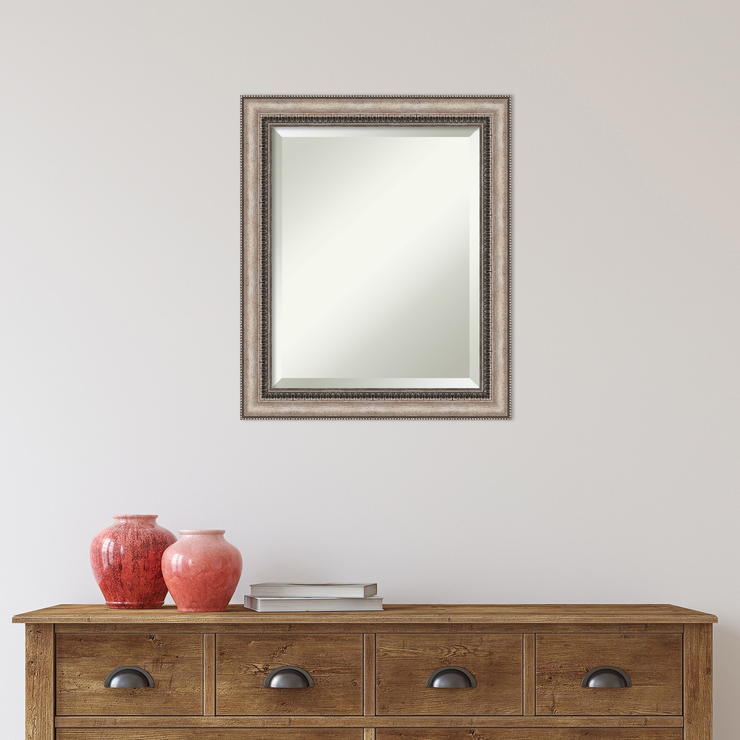 как выглядит Beveled Bathroom Wall Mirror - Lyla Ornate Silver Frame - Lyla Ornate Silver Out фото