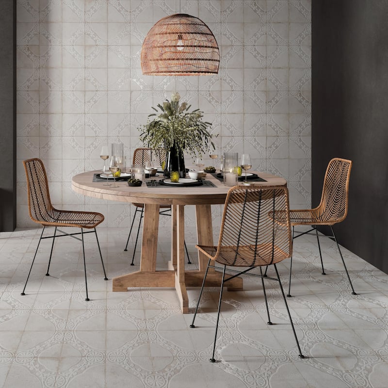 Merola Tile Kings Jaipur White 17-5/8" x 17-5/8" Ceramic Floor and Wall Tile