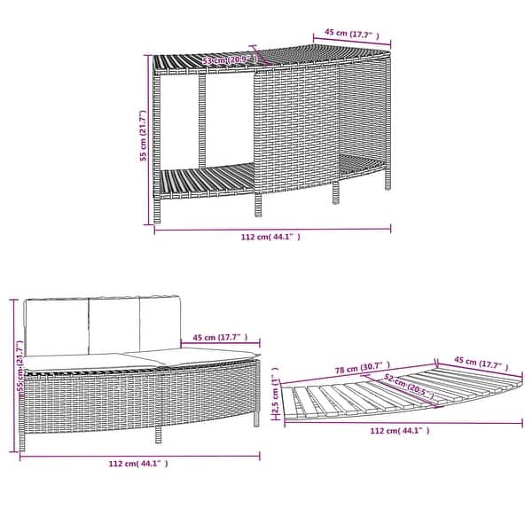 dimension image slide 6 of 7, vidaXL Hot Tub Surround Bench and Spa Step Poly Rattan and Solid Wood Acacia - 32.3"/44.1" x 17.3" x 1.2"
