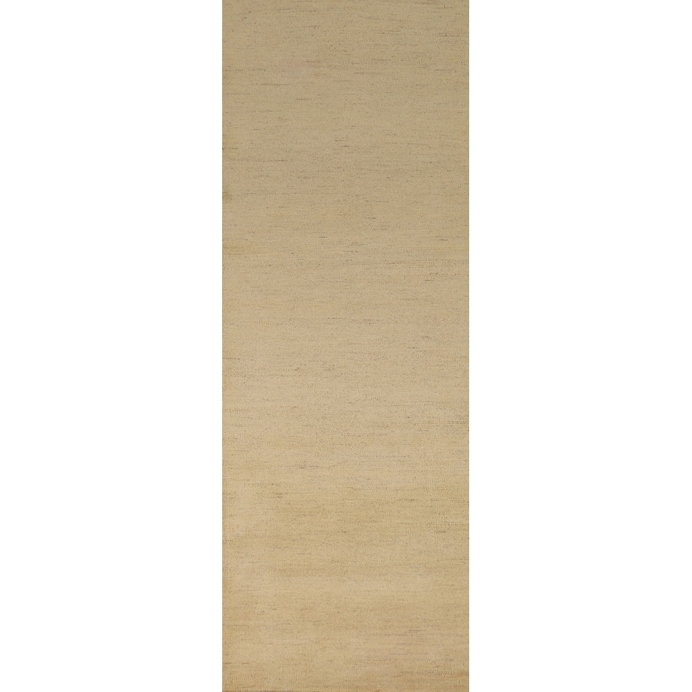 Contemporary Gabbeh Runner Rug Hand-Knotted Wool Carpet - 2'8"x 9'6"