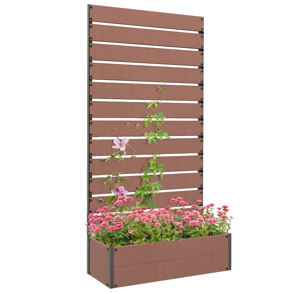 Raised Garden Bed, Slatted Trellis, for Climbing Plant Herb Vegetable