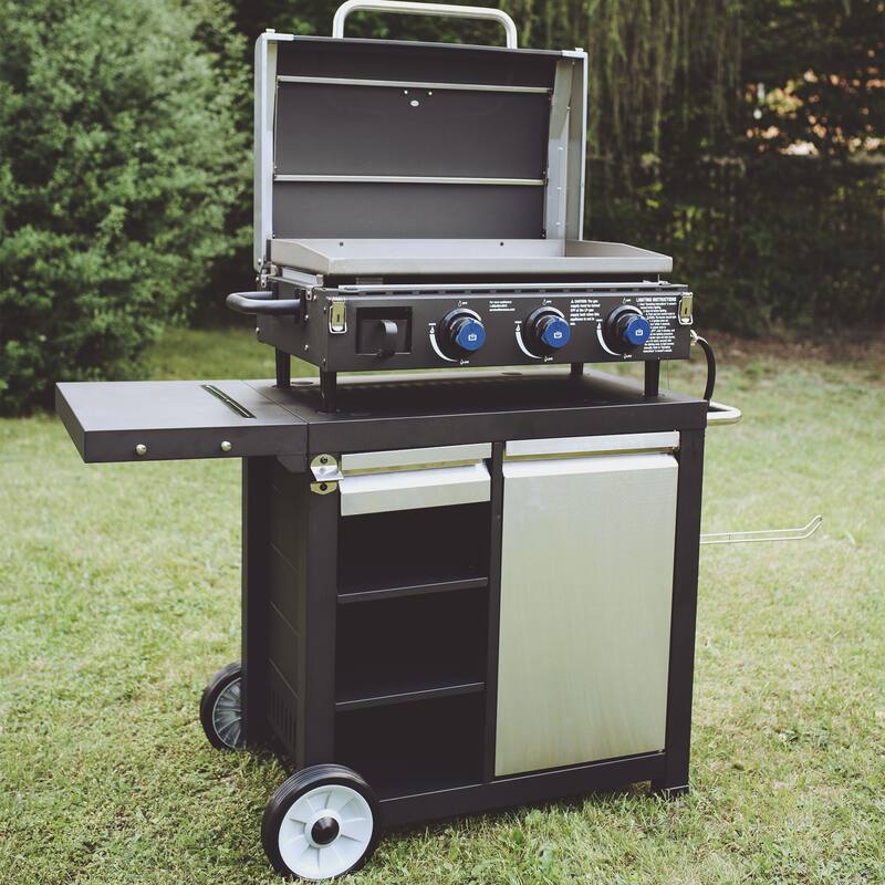 Razor Universal Rolling Prep Cart for Portable Outdoor Griddle and Grills, Black - 52.8