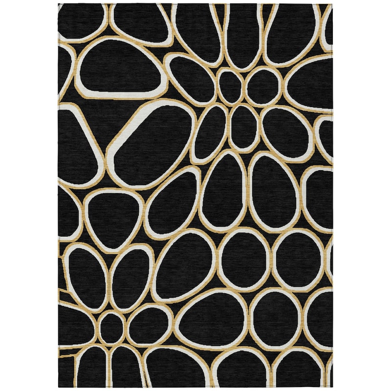 Machine Washable Indoor/ Outdoor Modern Bubbles Chantille Rug
