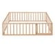 preview thumbnail 23 of 38, Safe Play Area, Full Size Wooden Floor Bed Frame with Fence and Door, Open Design Low Bed for Kids, Without Slats