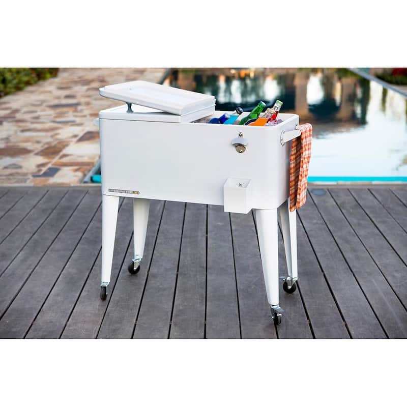 Permasteel 80-Qt Classic Outdoor Rolling Patio Cooler with Wheels, White