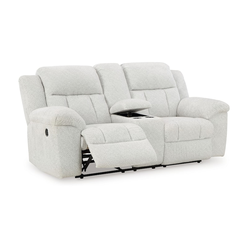 Briar Manual Double Reclining Loveseat, White Polyester, 80 Inch