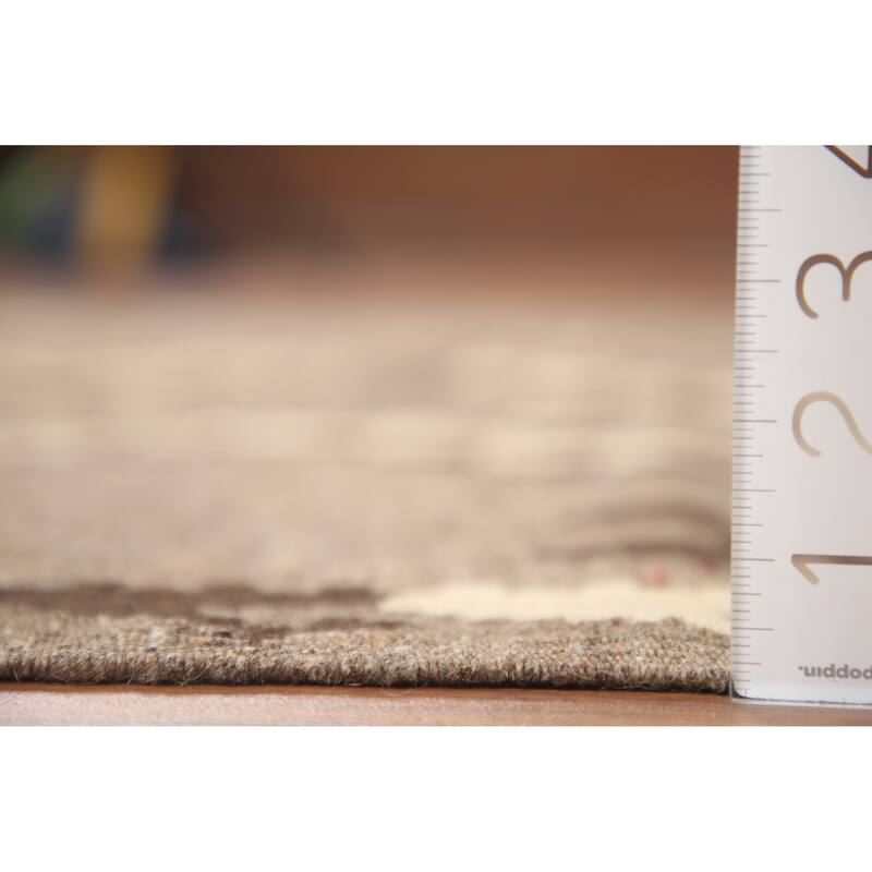 Hand Woven Oriental 100% Wool Carpet Southwestern Geometric Brown Kilim Area Rug - 6' 1'' X 4' 9''