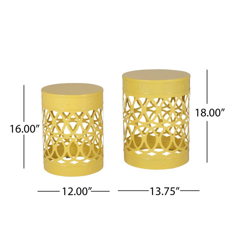 Outdoor Delight Powder-coated Iron End table, Set of 2, Black