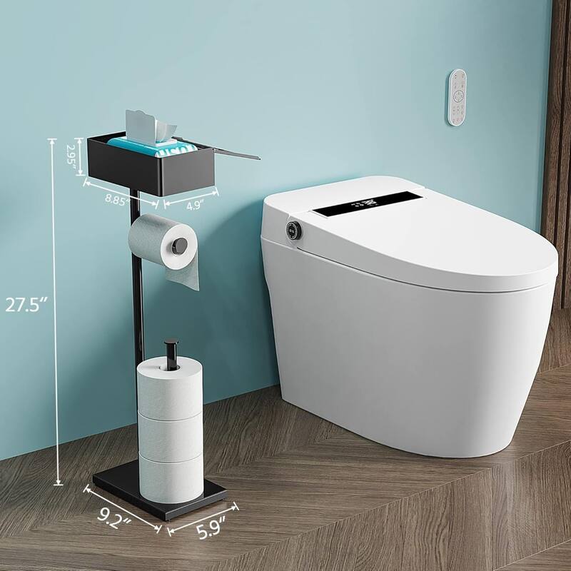 With Wipe Box Black toilet paper mobile phone holder, freestanding paper towel roll storage rack, home furnishings
