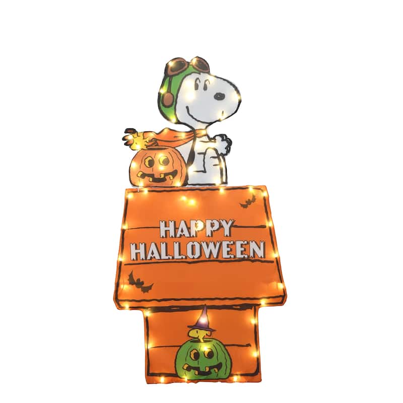 36" Peanuts L2D PreLit LED Snoopy Halloween Doghouse