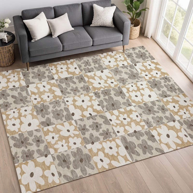 Machine Washable Indoor/ Outdoor Floral Krissy Chantille Rug