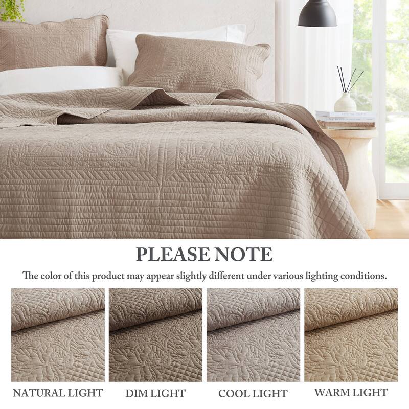Madison Park Marino 3 Piece Reversible Scalloped Edge Quilt Set