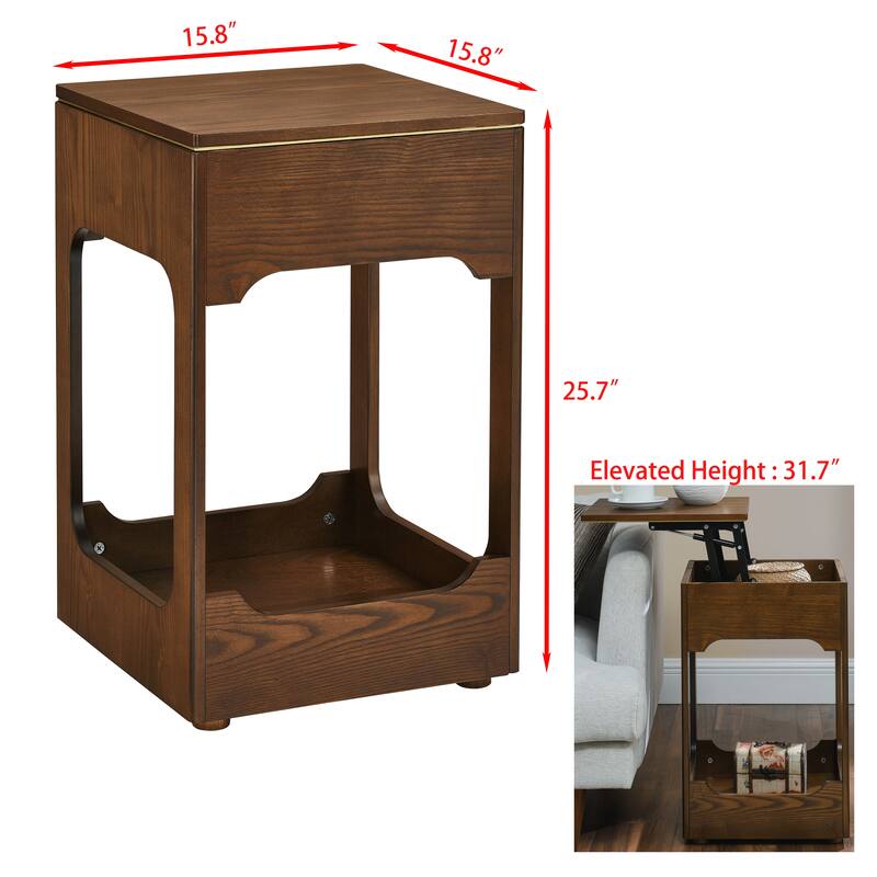 Walnut Nightstand Storage Cabinet Elegant Side Table Corner Table