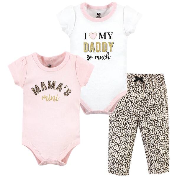 slide 1 of 1, Hudson Baby Infant Girls Cotton Bodysuit and Pant Set, Leopard Mamas Mini 0-3 Months - Leopard Mamas Mini