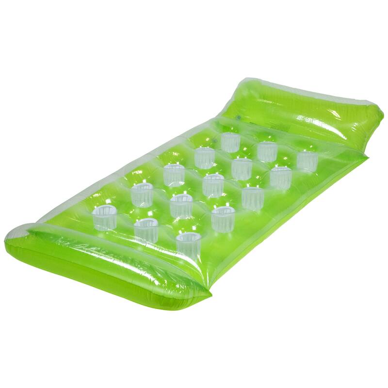 64.75" Green Inflatable 15-Pocket Swimming Pool Lounge